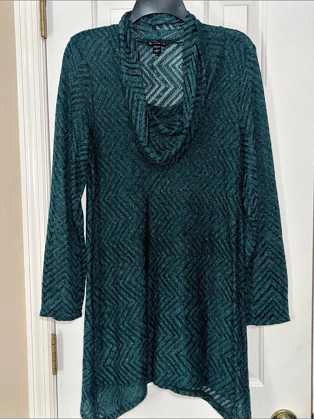 NY Collection Teal Cowl Neck Sweater